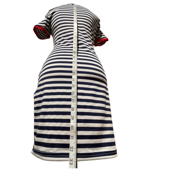 SHEIN Y2K Bodycon Scoopneck Mini
Dress Stripped Navy Red White Size M6 - Picture 3 of 7
